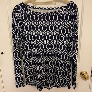 Lilly Pulitzer Talya Long Sleeve Top in Tickle the Ivories Navy Size L